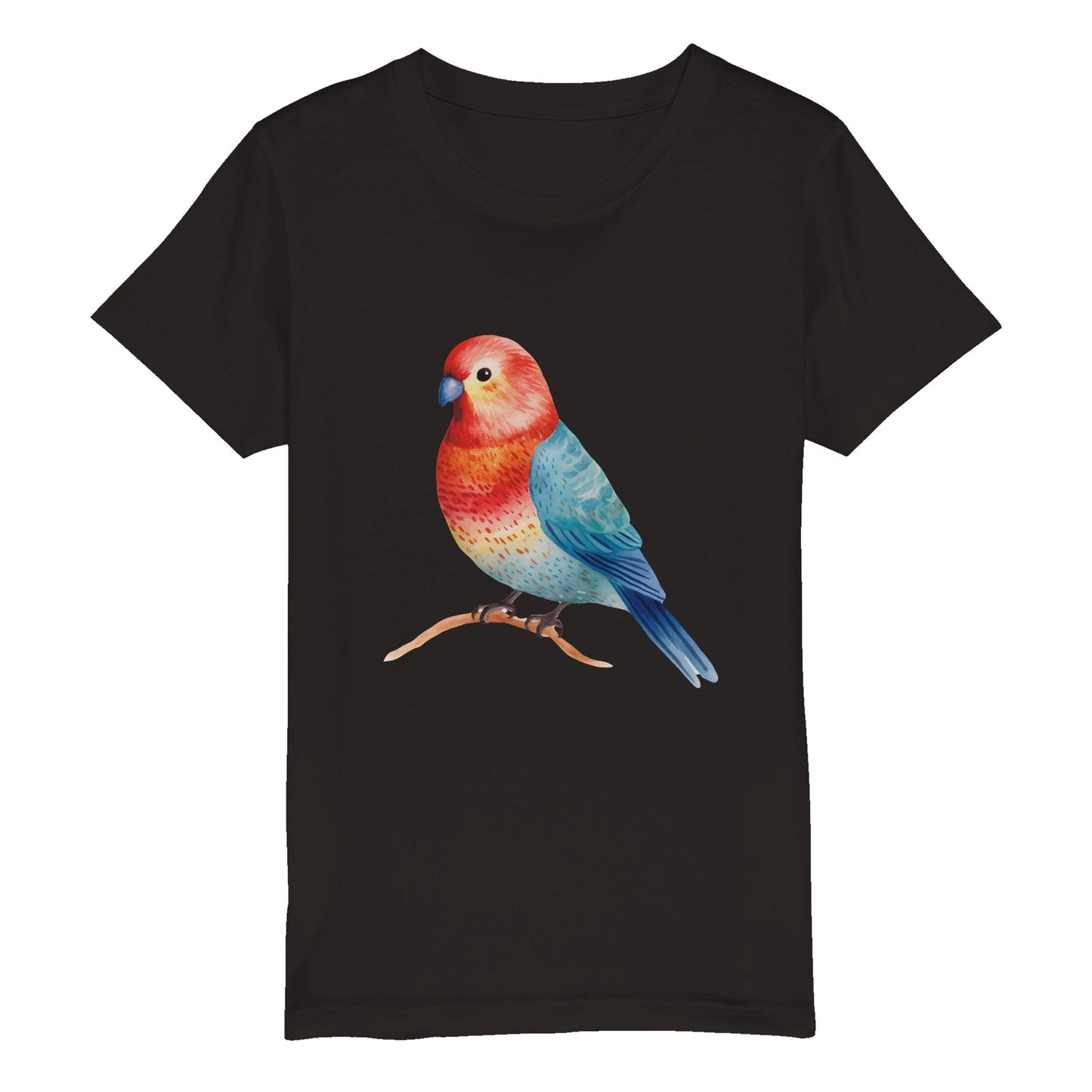 Organic Kids Crewneck T-shirt Rosie Rosella Bird Multi-color