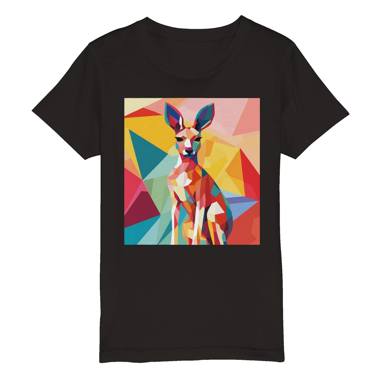 Organic Kids Crewneck T-shirt Kangaroo Pop | Cute Kangaroo Design for Youth