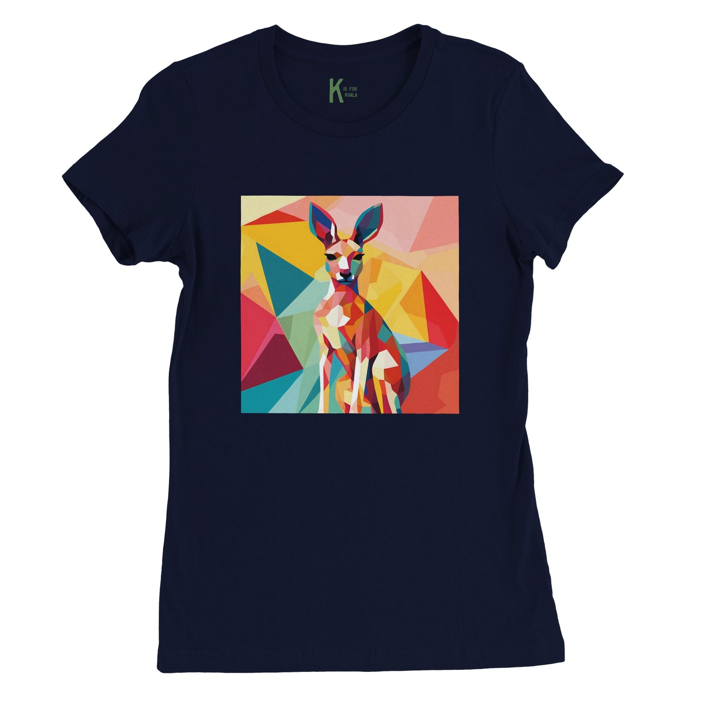 Women's Cotton Crewneck Kangaroo T-shirt | Cute Kangaroo Design