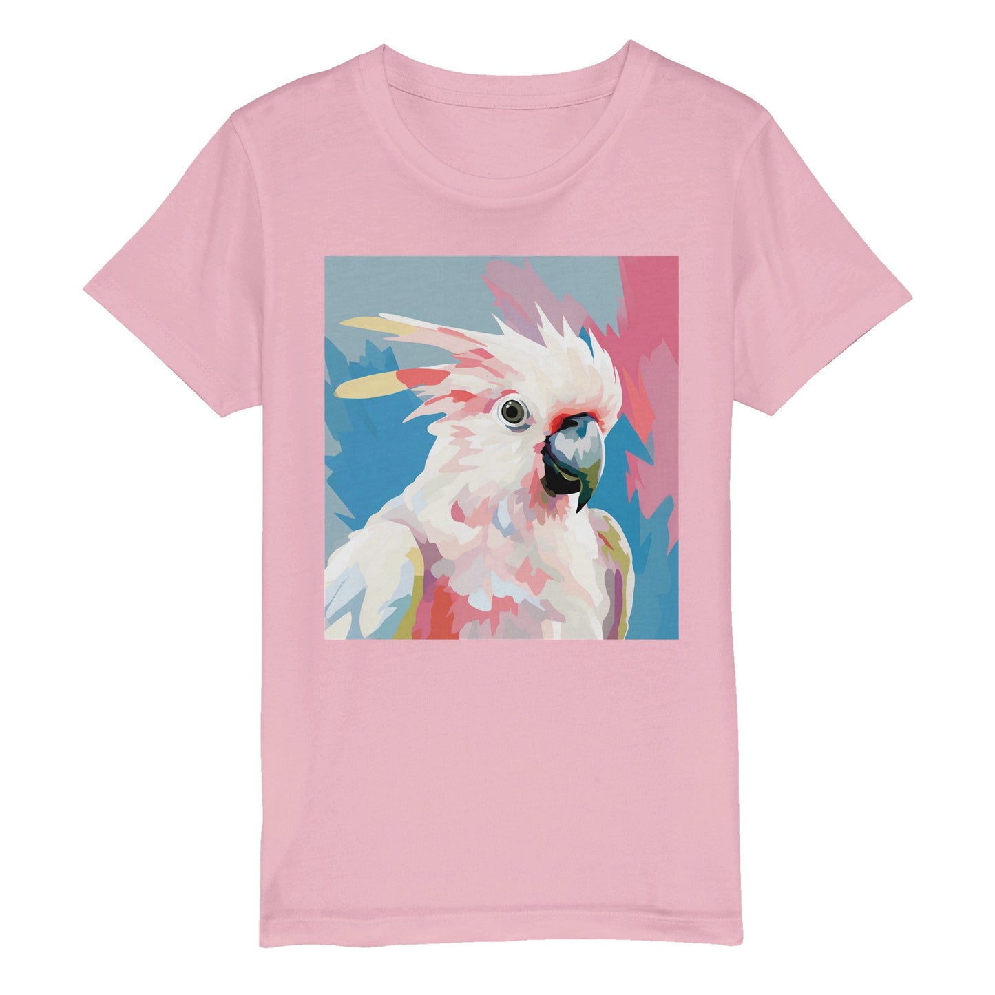 Organic Kids Crewneck T-shirt Cockatoo Pop | Cute Bird Design for Children