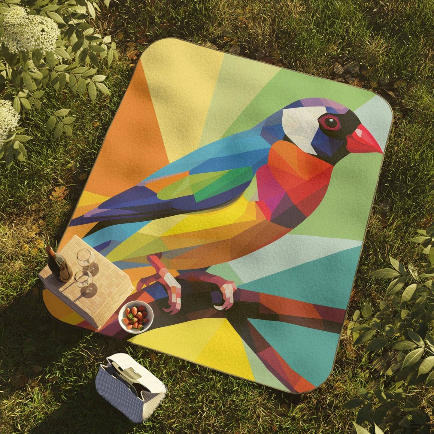 Picnic Blanket Gouldian Finch Pop | Trendy Outdoor Accessory