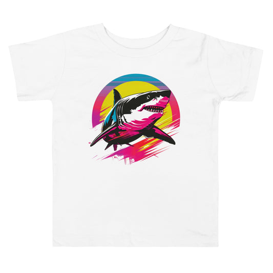 Neon Sharkwave Toddler Tee | Retro Australian Shark Tee for Kids