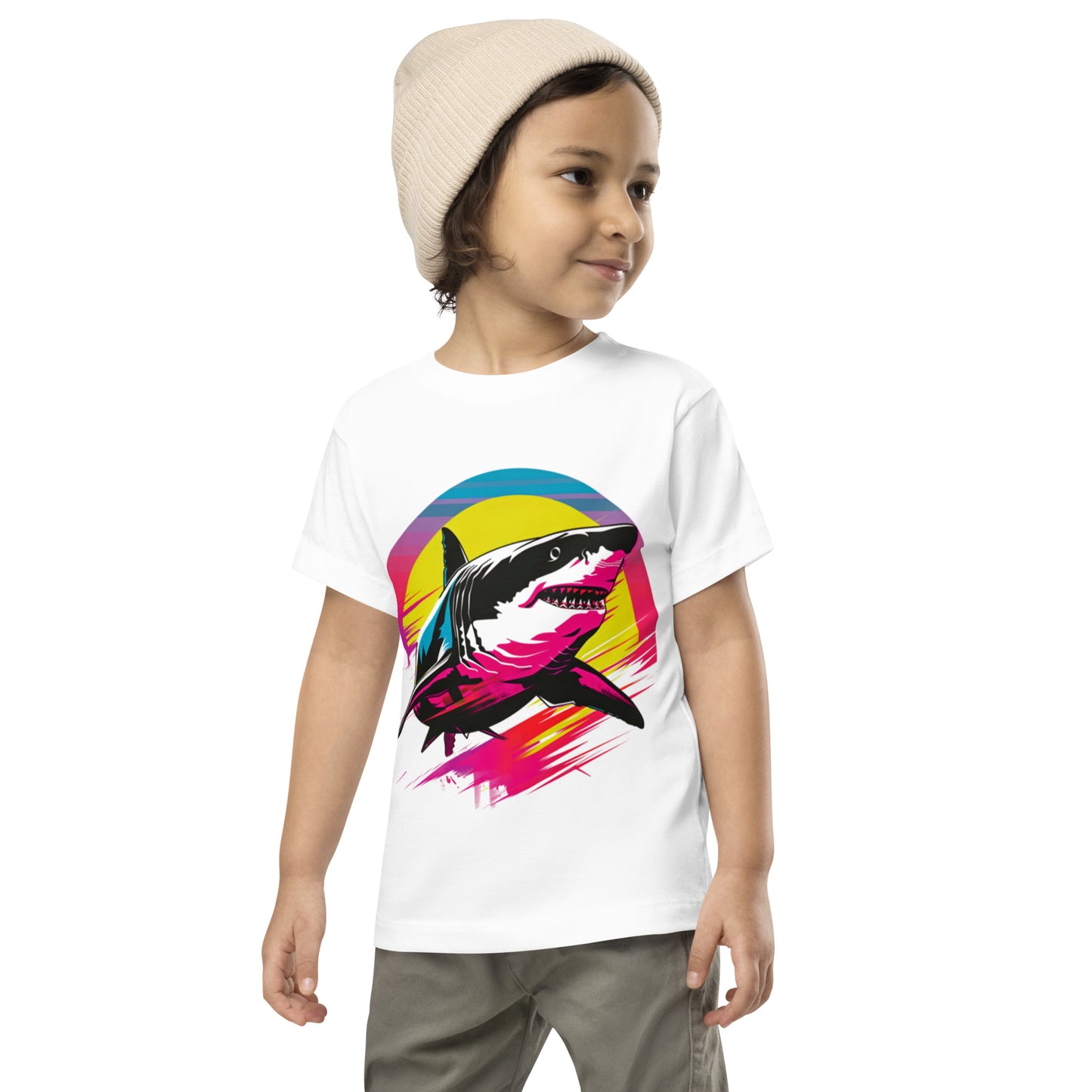 Neon Sharkwave Toddler Tee | Retro Australian Shark Tee for Kids