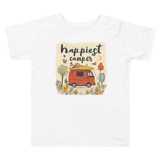 Toddler Tee with Happy Camper Print Featuring Australian Animals