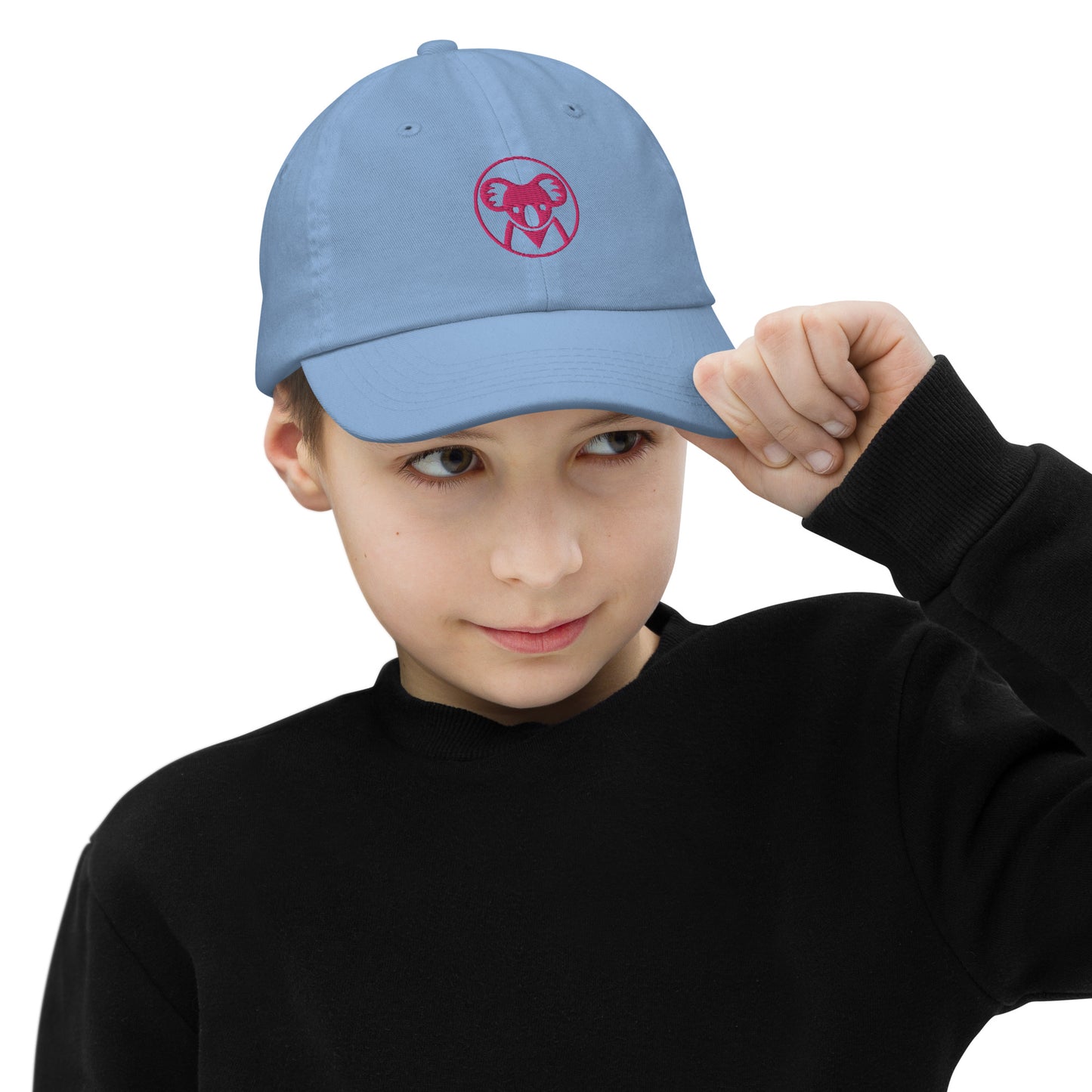 K is for Koala Blue Youth Baseball Cap | Cool 80s Neon Pink Koala Hat