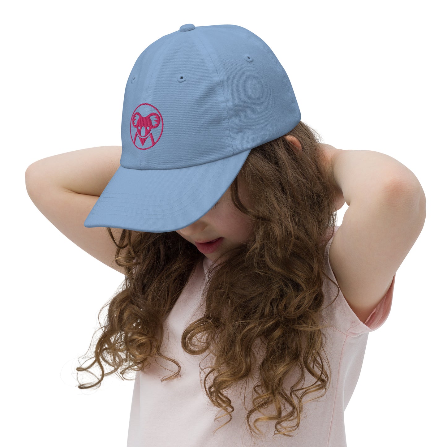 K is for Koala Blue Youth Baseball Cap | Cool 80s Neon Pink Koala Hat