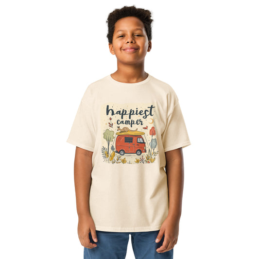 Youth Tee with Happy Camper Print | Australian Animal Kids Shirt | 100% Cotton