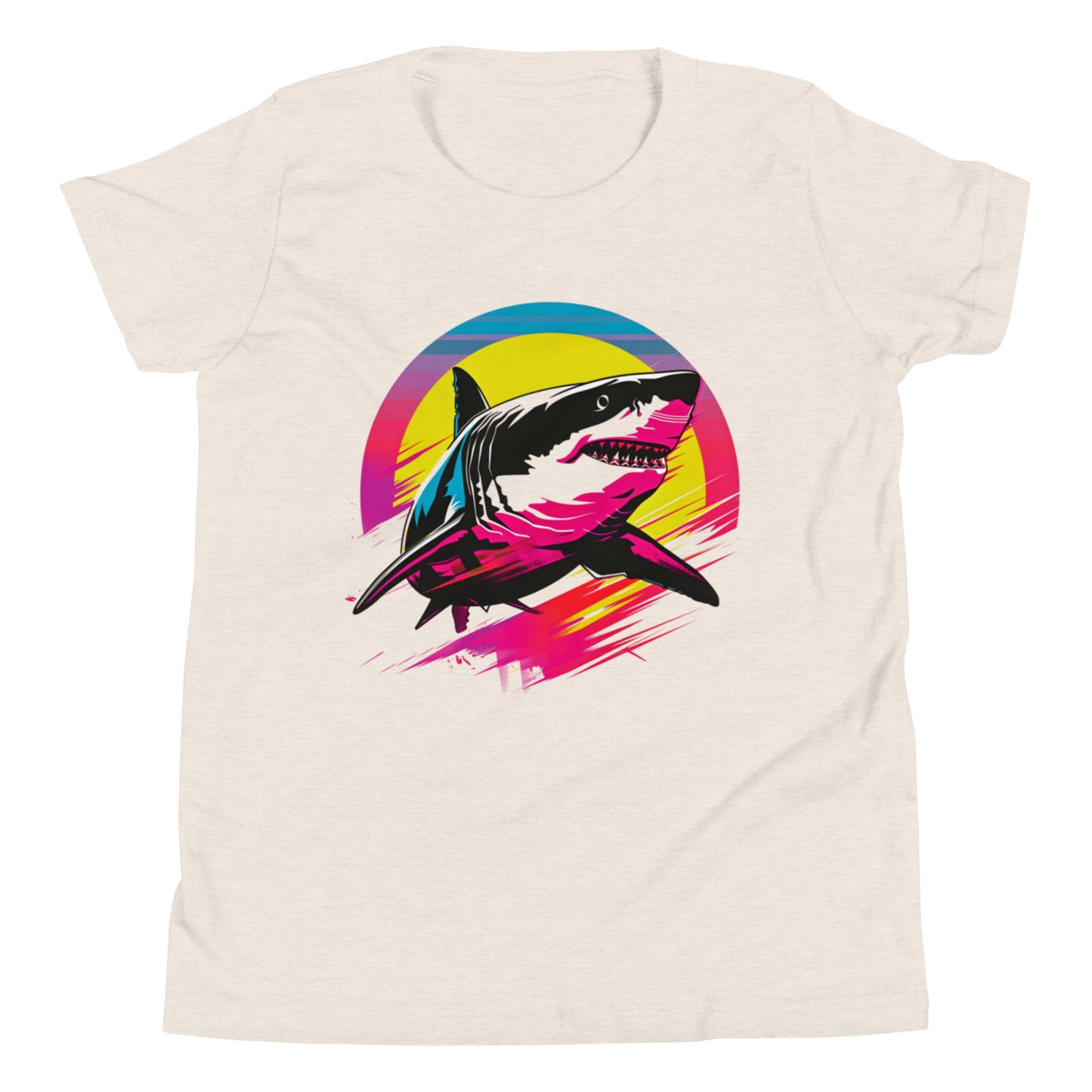 Neon Sharkwave Youth T-Shirt | Retro Australian Shark Tee for Tweens